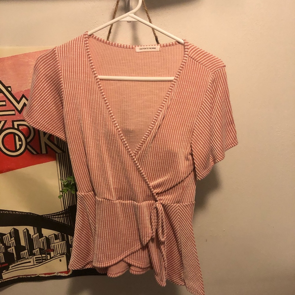 Pink and White tie top